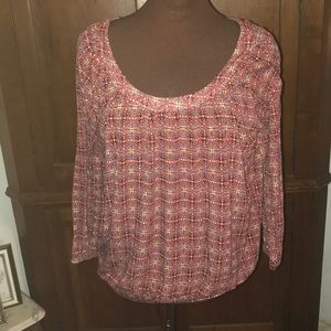 Elaine Rose BOHO Peasant Gathered Print Top Size M